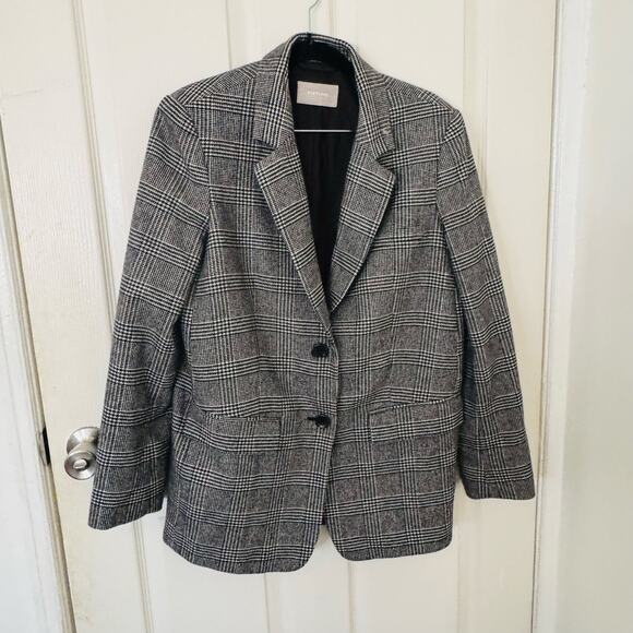Everlane Wool Blend Oversized Blazer Glen Plaid EUC Size 2 Womens - Picture 2 of 9